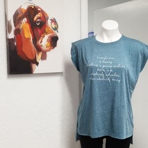 Teal rolled sleeve tee